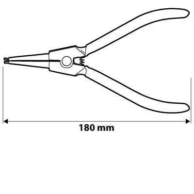 Zégergyűrű fogó 180mm, egyenes külső, CRMO, 19-60mm, csúcs diameter 1.8-2.5mm