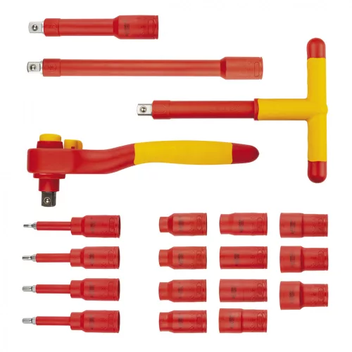 Dugókulcskészlet, 1/2", 1000v, szigetelt 19db