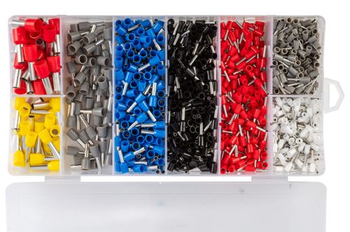 Érvéghüvely fogó 205mm, 4 sarkos, 1200db érvéghüvellyel