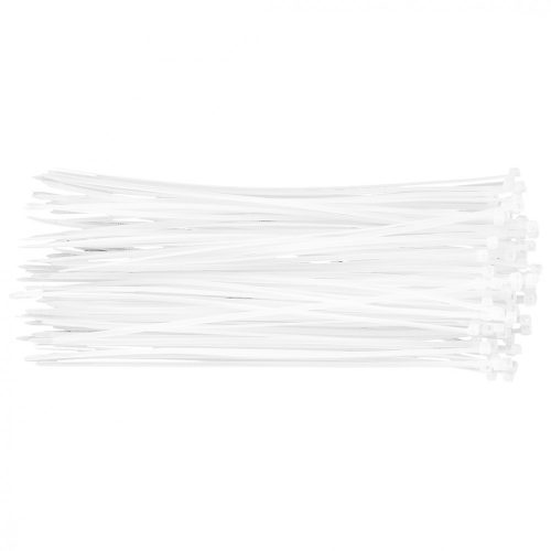 Kábelkötegelő, gyorskötöző, 2,5mm x 200mm, fehér, 100db