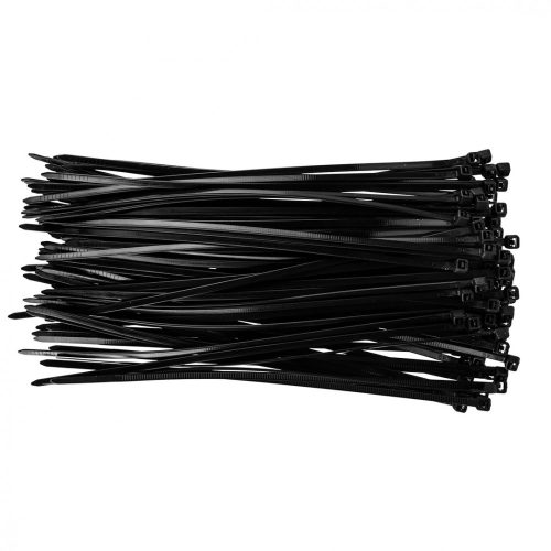 KÁBELKÖTEGELŐ, gyorskötöző, 3,6mm x 200 mm, fekete, 100db