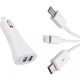 2-es USB töltő M-USB/Apple/Type-C 12V 2.1A AE-WF132-1