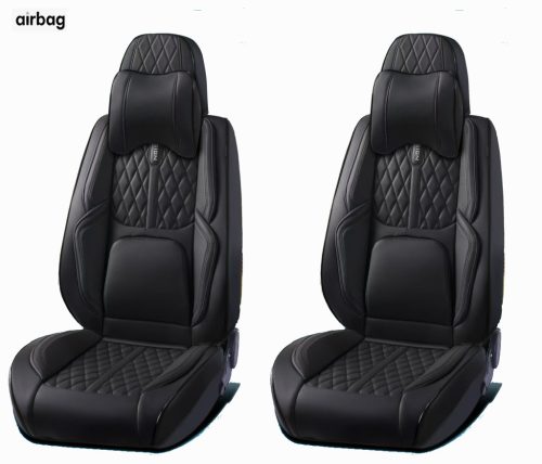 15 részes Prémium Magas minőségű Műbőr üléshuzat szett nyakpárnákkal - Légzsákos - Osztható - Fekete színben