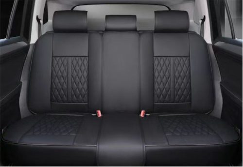 15 részes Prémium Magas minőségű Műbőr üléshuzat szett nyakpárnákkal - Légzsákos - Osztható - Fekete színben