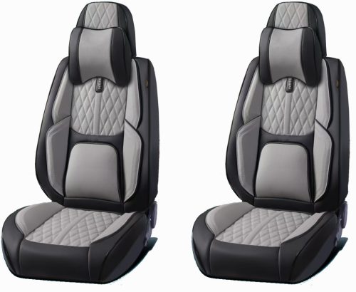 15 részes Prémium Magas minőségű Műbőr üléshuzat szett nyakpárnákkal - Légzsákos - Osztható - Fekete/Szürke színben