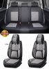 15 részes Prémium Magas minőségű Műbőr üléshuzat szett nyakpárnákkal - Légzsákos - Osztható - Fekete/Szürke színben