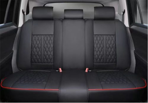 15 részes Prémium Magas minőségű Műbőr üléshuzat szett nyakpárnákkal - Légzsákos - Osztható - Fekete/Piros színben