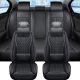 13 részes Prémium Magas minőségű Műbőr üléshuzat szett nyakpárnákkal - Légzsákos - Osztható - Fekete színben
