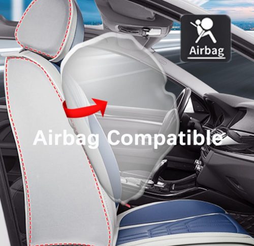 13 részes Prémium Magas minőségű Műbőr üléshuzat szett nyakpárnákkal - Légzsákos - Osztható - Fekete színben