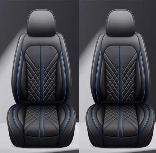 11 részes Prémium minőségű Műbőr üléshuzat szett - Légzsákos - Osztható - Fekete/Kék színben