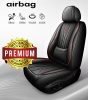 11 részes Prémium minőségű Műbőr üléshuzat szett - Légzsákos - Osztható - Fekete/Piros színben