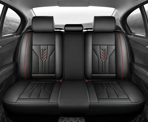 11 részes Prémium minőségű Műbőr üléshuzat szett - Légzsákos - Osztható - Fekete/Piros színben