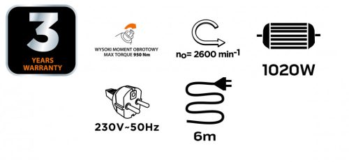 Ütvecsavarozógép 1020w, 950nm