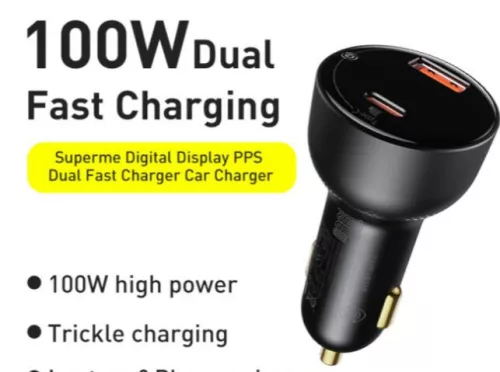 13061  ECO 04AC Gyorstöltő digitális voltmérővel - USB/USB-C csatlakozás - 100W 