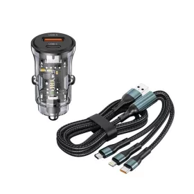   13030 07ACSET Gyors töltő USB/USB-C + 3 az 1-ben töltő különböző töltőfejekkel - 5A 20W 12-24V
