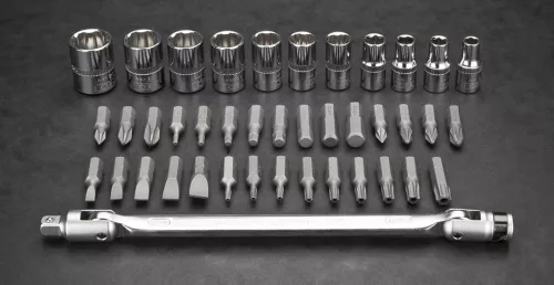 Dugókulcskészlet + bitkészlet 41db, 1/4"