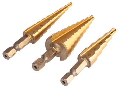 Lépcsős fúrókészlet, HSS-Titán, 3-20mm, hatszög szárral, 3db
