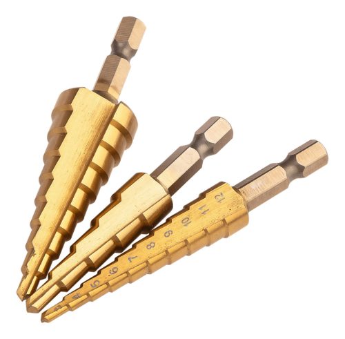 Lépcsős fúrókészlet, HSS-Titán, 3-20mm, hatszög szárral, 3db