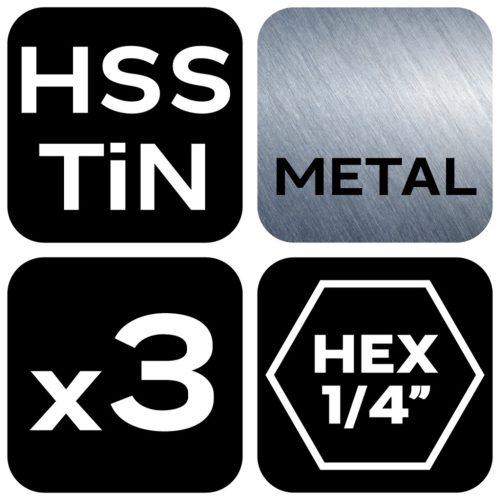 Lépcsős fúrókészlet, HSS-Titán, 3-20mm, hatszög szárral, 3db