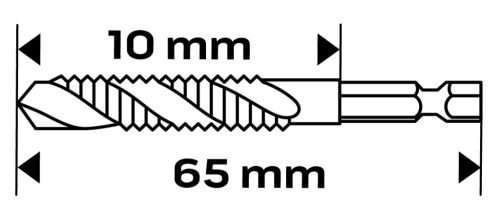 Gépi menetfúró, 2az1-ben előfúró éllel, HSS-Titán, M3x0.5mm, hatszög szárral