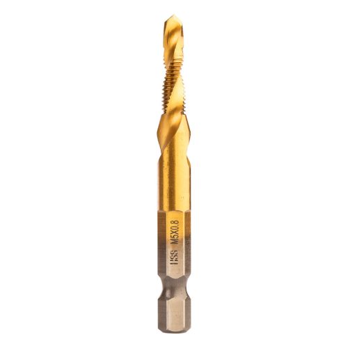 Gépi menetfúró, 2az1-ben előfúró éllel, HSS-Titán, M5x0.8mm, hatszög szárral