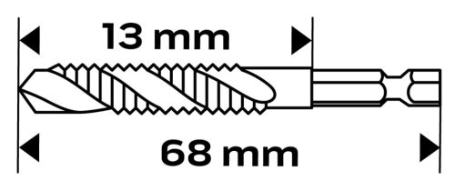 Gépi menetfúró, 2az1-ben előfúró éllel, HSS-Titán, M6x1mm, hatszög szárral
