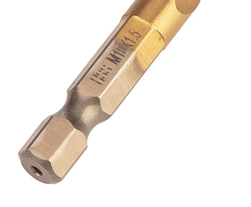 Gépi menetfúró, 2az1-ben előfúró éllel, HSS-Titán, M10x1.5mm, hatszög szárral