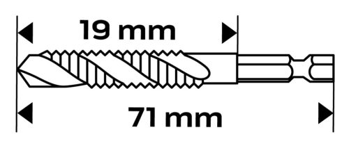 Gépi menetfúró, 2az1-ben előfúró éllel, HSS-Titán, M10x1.5mm, hatszög szárral