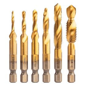   Gépi menetfúró készlet, 2az1-ben előfúró éllel, HSS-Titán, M3-M10, hatszög szárral, 6db