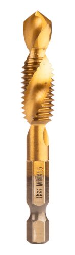 Gépi menetfúró készlet, 2az1-ben előfúró éllel, HSS-Titán, M3-M10, hatszög szárral, 6db