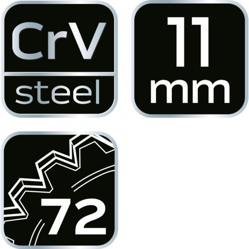 Racsnis csillag-villáskulcs, félig nyitott, 11mm