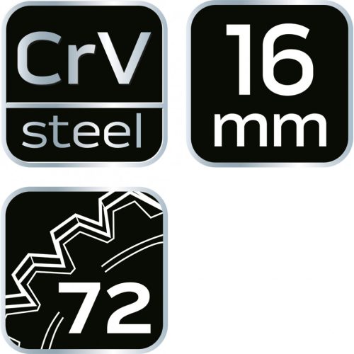 Racsnis csillag-villáskulcs, félig nyitott, 16mm