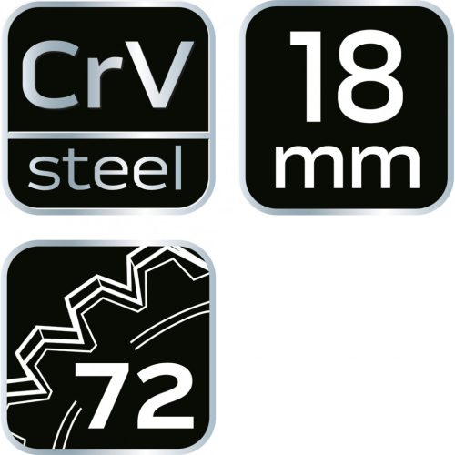 Racsnis csillag-villáskulcs, félig nyitott, 18mm