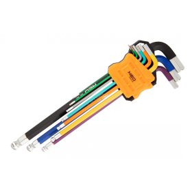 Imbuszkulcskészlet 9db hosszú 1.5-10mm, színes