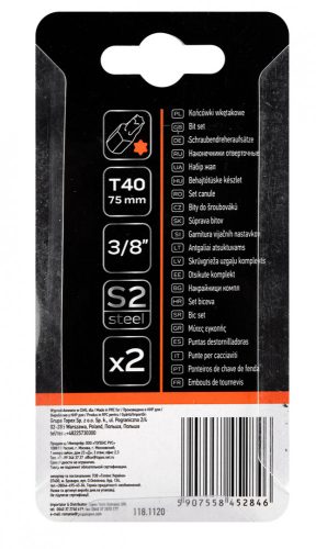 Torx bit T40x75mm, S2x2db