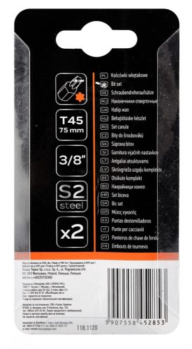 Torx bit T45x75mm, S2x2db