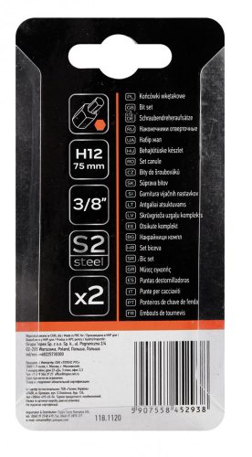 Imbusz bit 12x75mm, S2x2db