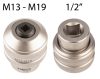 Befogóadapter menetfúrókhoz, 1/2", M3-M19
