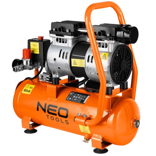 Kompresszor, 12L, olajmentes, extra csendes, kefementes motorral, 95L/perc, 8bar