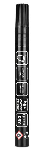 4db jelölőfilc, lakkfilc, vízálló festékkel, alu festéktartály házzal, fekete, vastag hegyű