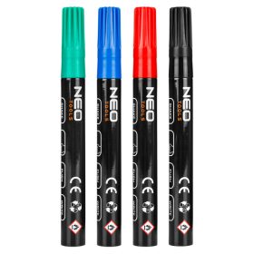   4db jelölőfilc, lakkfilc, vízálló festékkel, alu festéktartály házzal, színes, vastag hegyű