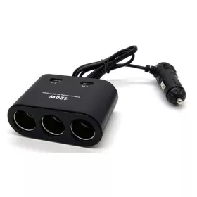   13245 Szivargyújtó elosztó 3-as + 2 USB aljzat 12/24V - MAX 120W