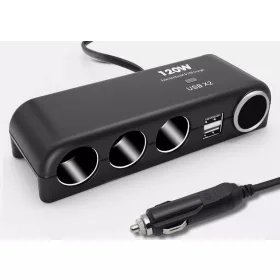   13283 Szivargyújtó elosztó 3-as + 2 USB aljzat +  Öngyújtó aljzat 12/24V - MAX 120W 