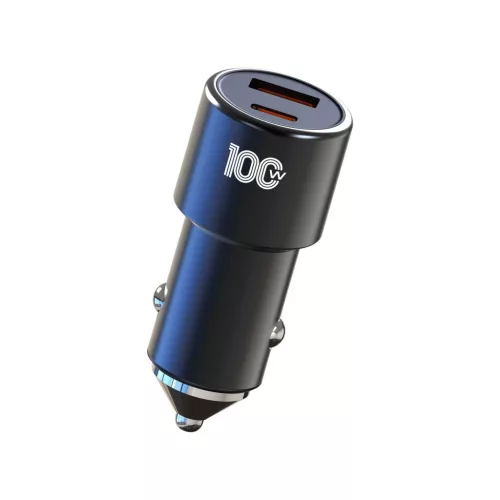 Autós Gyorstöltő 100W – USB & USB-C 12/24V