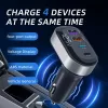 Szivargyújtós autós töltő – 4 portos (2× 15W USB + 2× 15W Type-C), beépített voltmérővel