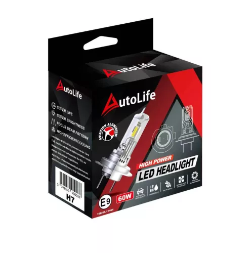 AL-H7PRO LED Autós Fényszóró - E jeles - 12/24V - 60W - 5000lm - CANBUS párban Plug & Play IP68 Halo Led Cyber Series