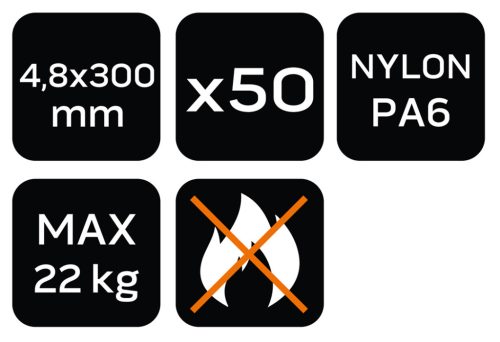 Kerti kötegelő, gyorskötöző 4.8x300mm, 50db, barna