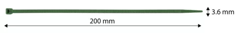 Kerti kötegelő, gyorskötöző 3.6x200mm, 50db, zöld