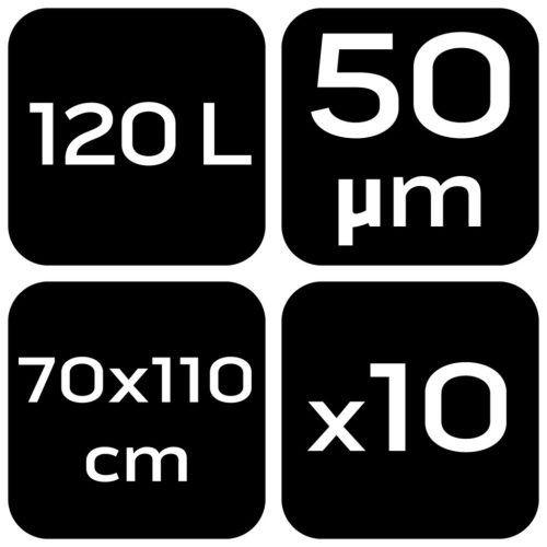 Szemeteszsák, 120L, 70x110cm, 50mic, fekete, 10db