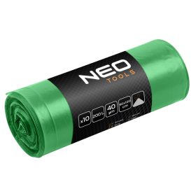   Szemeteszsák 120l, 70x110cm, zöld, erősített húzószalagos, vastagság:40mic, 10db